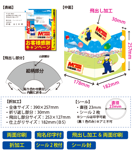 飛び出すDM(宛名印字付)