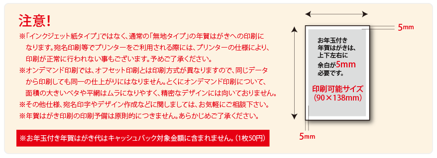 年賀はがき印刷に関する注意点