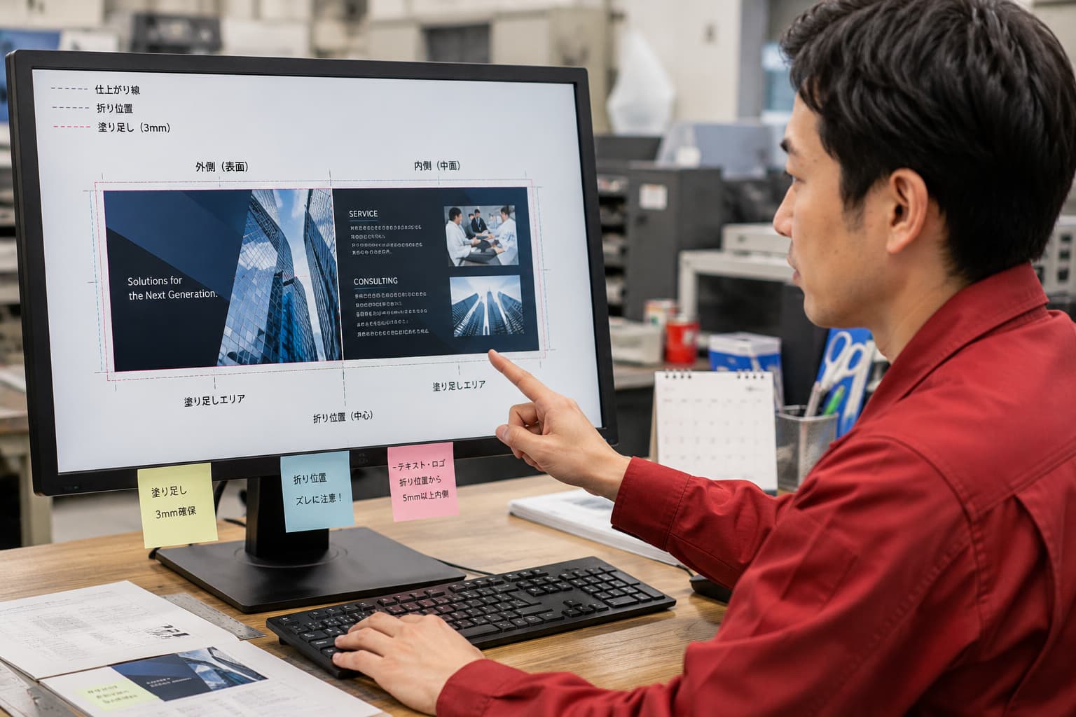 折り位置のズレを考慮した塗り足しを設定しておく