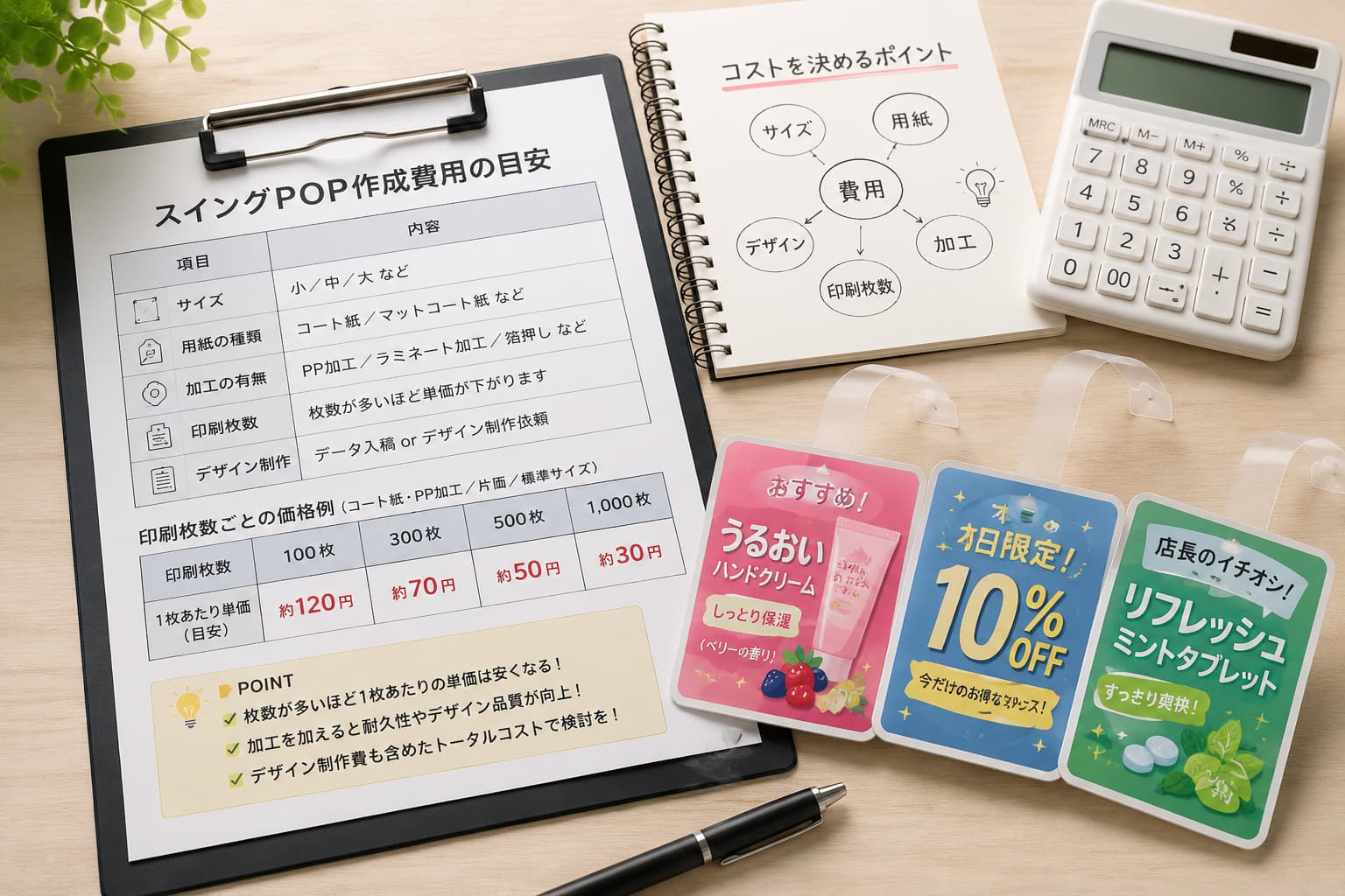 スイングPOP作成にかかる費用